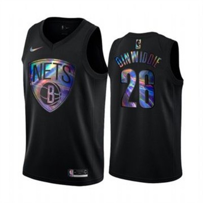 Nike Brooklyn Nets #26 Spencer Dinwiddie Men's Iridescent Holographic Collection NBA Jersey - Black Men's